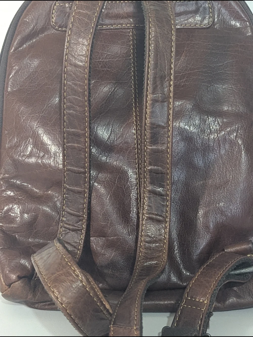 Jack Georges Brown Genuine Leather Backpack Daypack Travel Bag Vintage Distresse